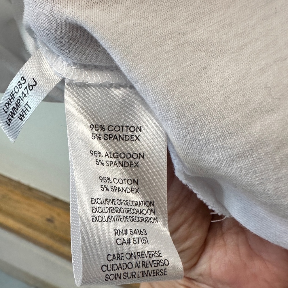 Karl Lagerfeld Paris White T-Shirt Women's Size XL Rhinestone Bling - Picture 8 of 12